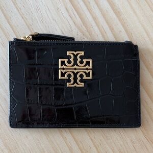 Tory Burch Black Croc-Embossed Card Case